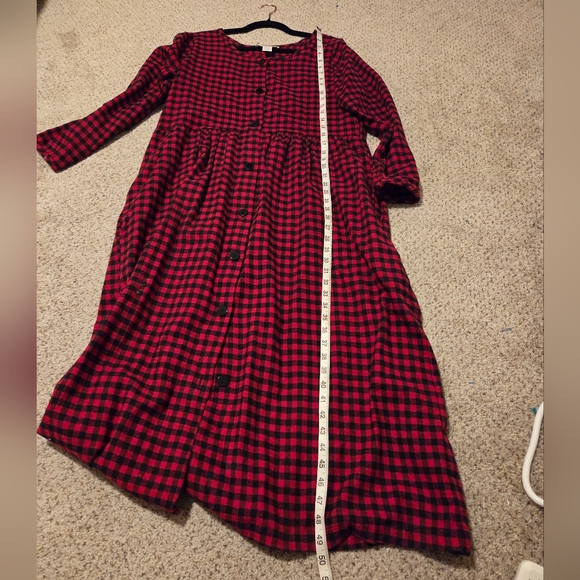 Vintage The Vermont Country Store Buffalo Check Plaid Flannel Dress Red Medium - Picture 5 of 9